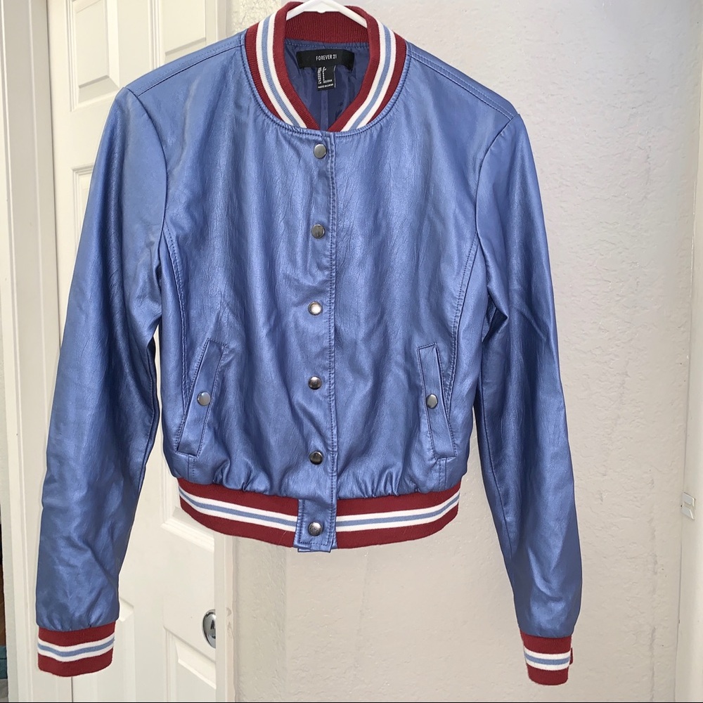 Forever 21 Leather jacket bright blue